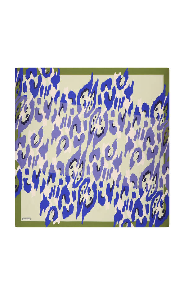 Green Sare Pattern Twill Silk Square Scarf - 2