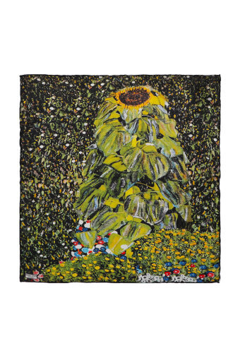 Green Sunflower Pattern Silk Pocket Square 