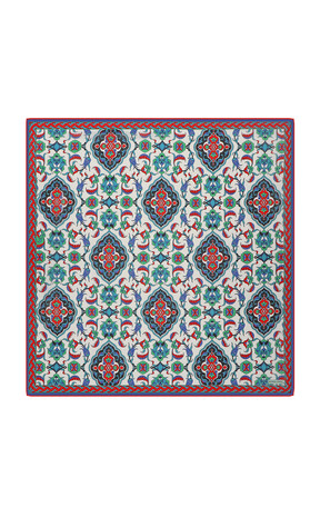 Green Tile Pattern Soft Square Scarf 