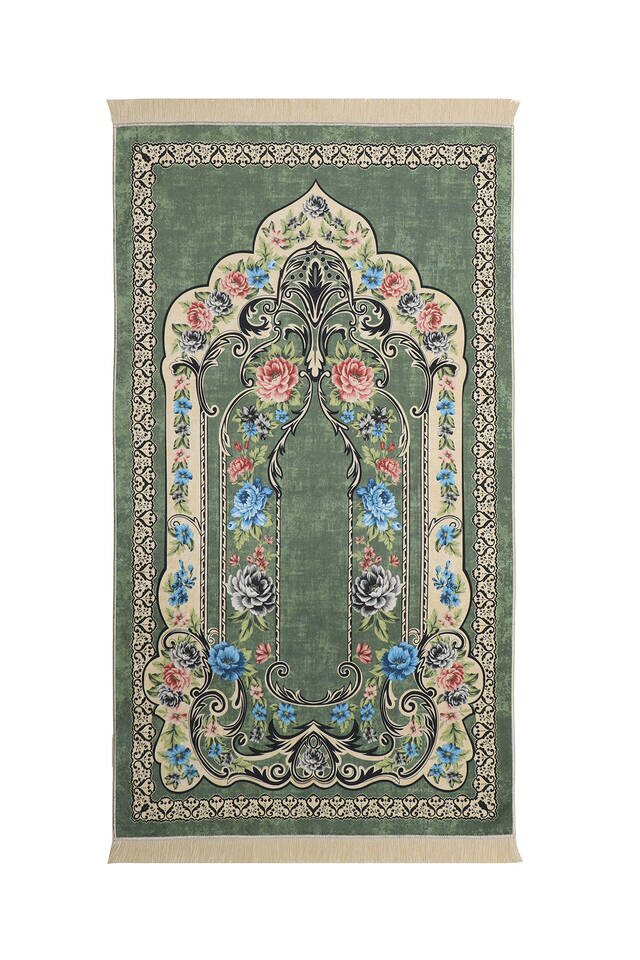 Green Velvet Carpet Prayer Rug 