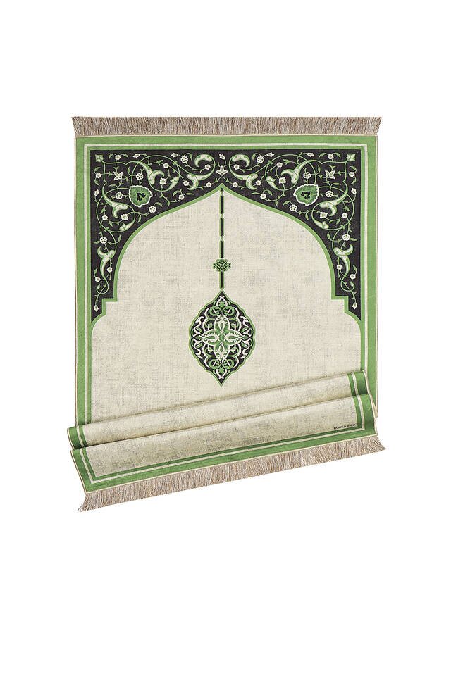 Green Velvet Carpet Prayer Rug - 4