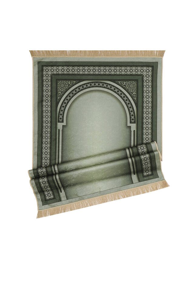 Green Velvet Carpet Prayer Rug - 4