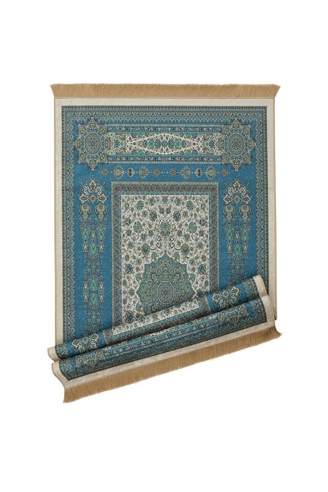Green Velvet Carpet Prayer Rug - 4