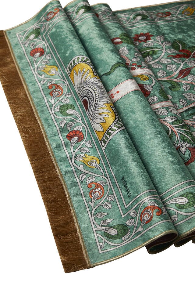 Green Velvet Carpet Prayer Rug - 3