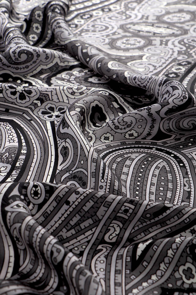 Grey Marrakesh Pattern Sura Silk Scarf - 4
