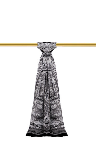 Grey Marrakesh Pattern Sura Silk Scarf 