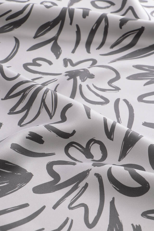 Grey Spring Pattern Twill Silk Scarf - 4