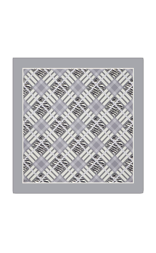 Grey Tile Pattern Twill Silk Square Scarf 