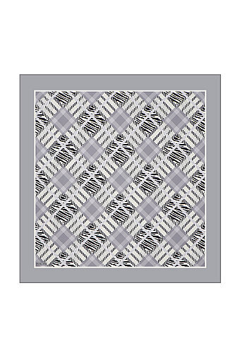 Grey Tile Pattern Twill Silk Square Scarf 