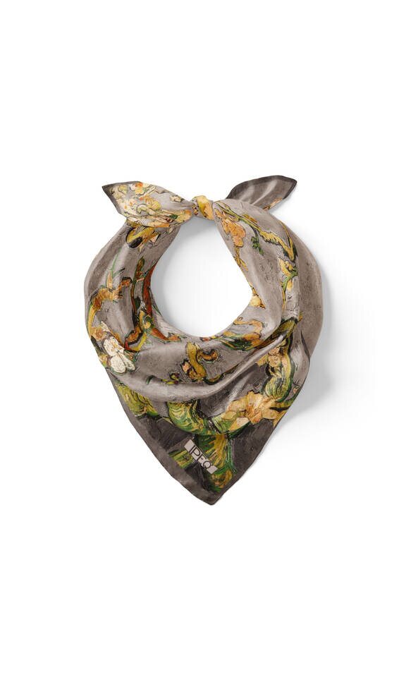 Gri Badem Çiçeği İpek Mendil - 2