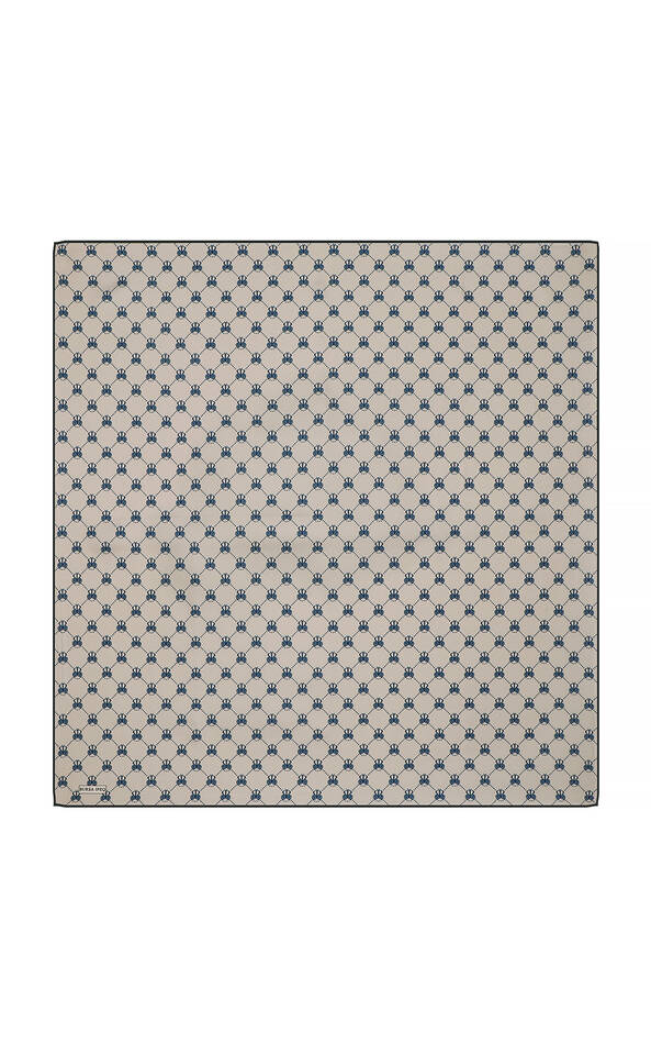 Gri Kelebek Monogram Twill İpek Eşarp - 2