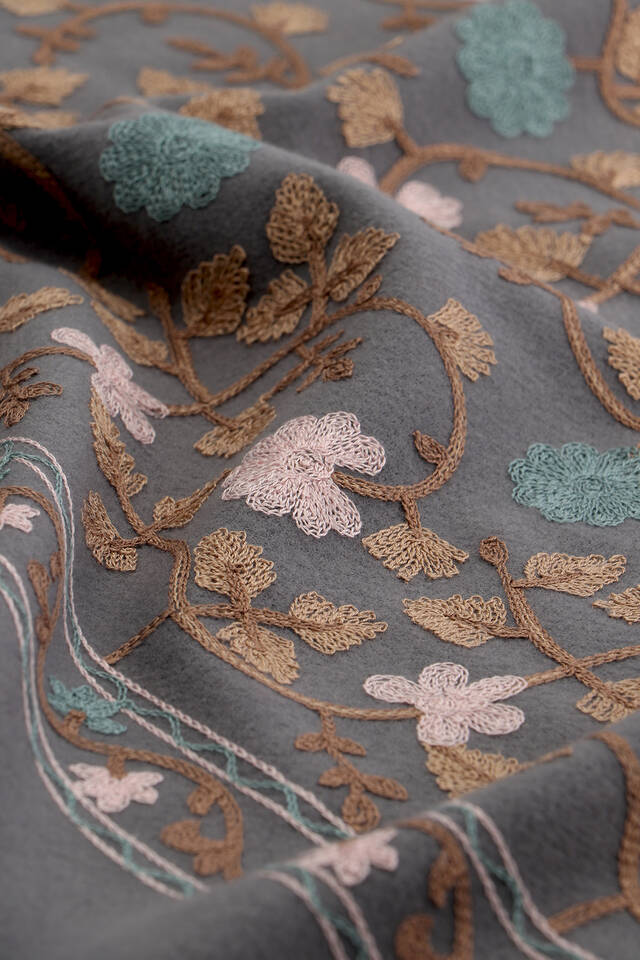 Gri Nakışlı Kışlık Şal - 4