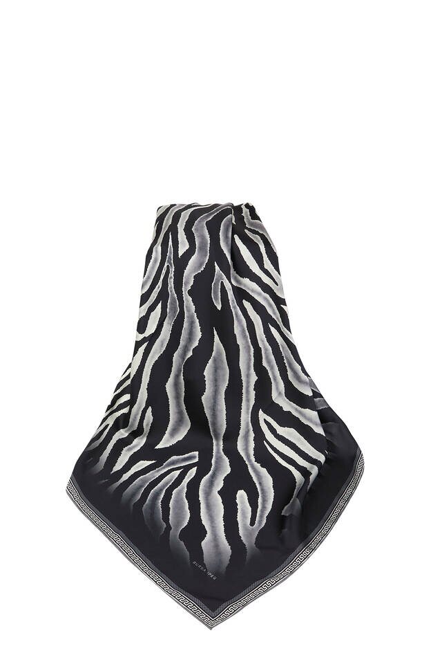 Gri Zebra Desen İpeksi Eşarp - 3