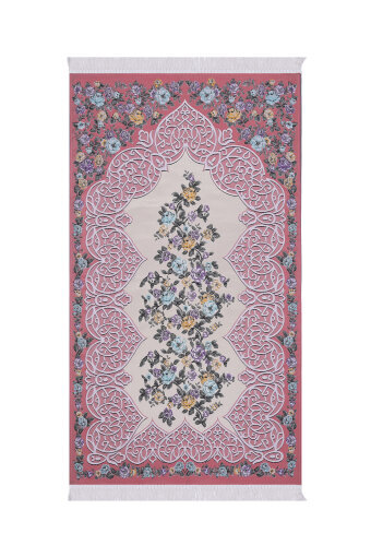 Mercan Floral Desen İpeksi Goblen Seccade 