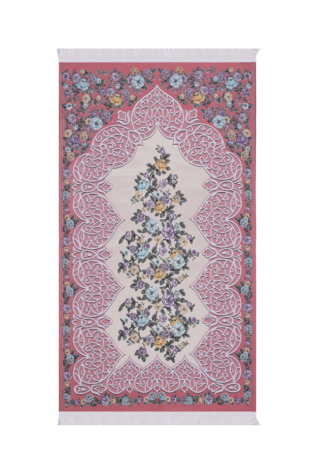 Mercan Floral Desen İpeksi Goblen Seccade - Bursa İpek