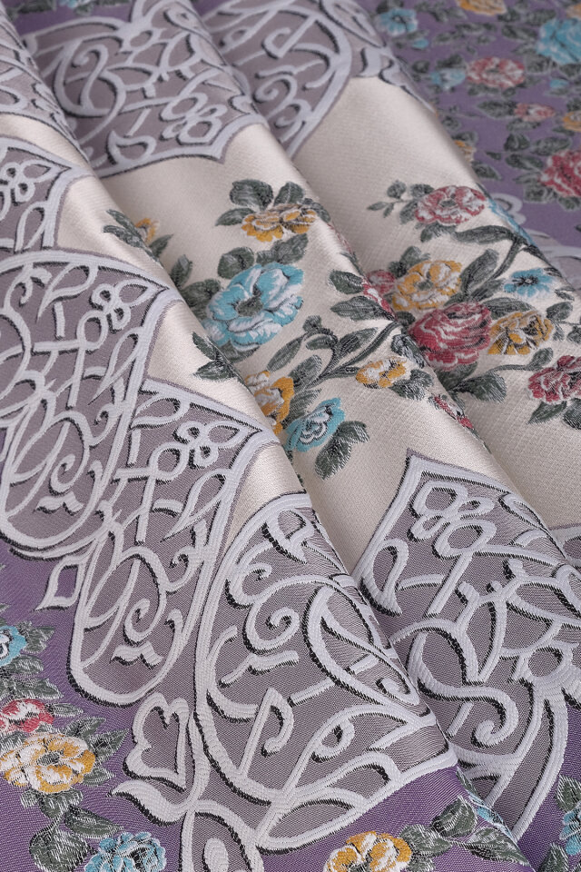 Mor Floral Desen İpeksi Goblen Seccade - 2