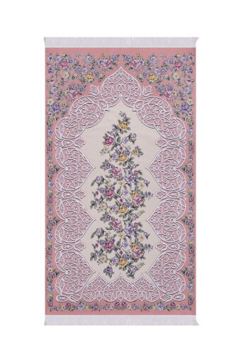 Somon Floral Desen İpeksi Goblen Seccade 