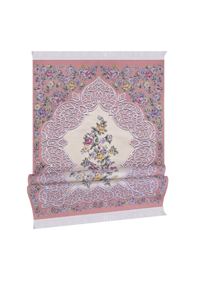 Somon Floral Desen İpeksi Goblen Seccade - 4