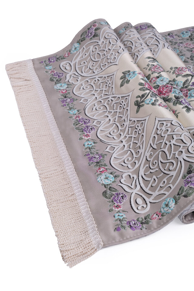 Taş Floral Desen İpeksi Goblen Seccade - 3