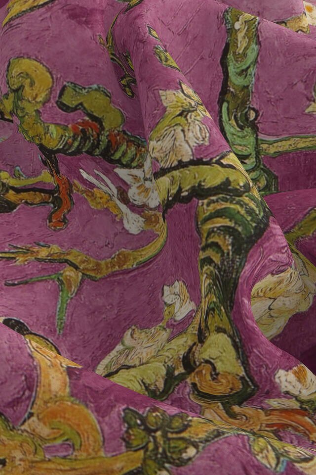 Gül Kuru Badem Çiçeği İpek Mendil - 3