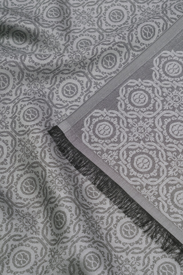 Füme Halka Desen Jakarlı İpek Şal - 3