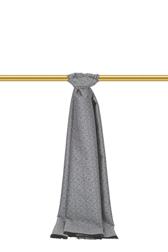 Füme Halka Desen Jakarlı İpek Şal 