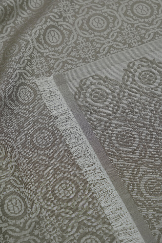 Gri Halka Desen Jakarlı İpek Şal - 3