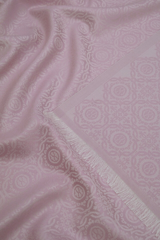 Lila Halka Desen Jakarlı İpek Şal - 3