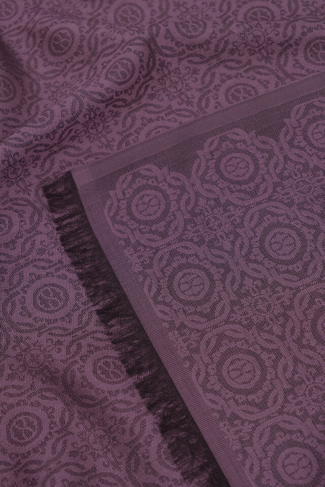 Mor Halka Desen Jakarlı İpek Şal - 3