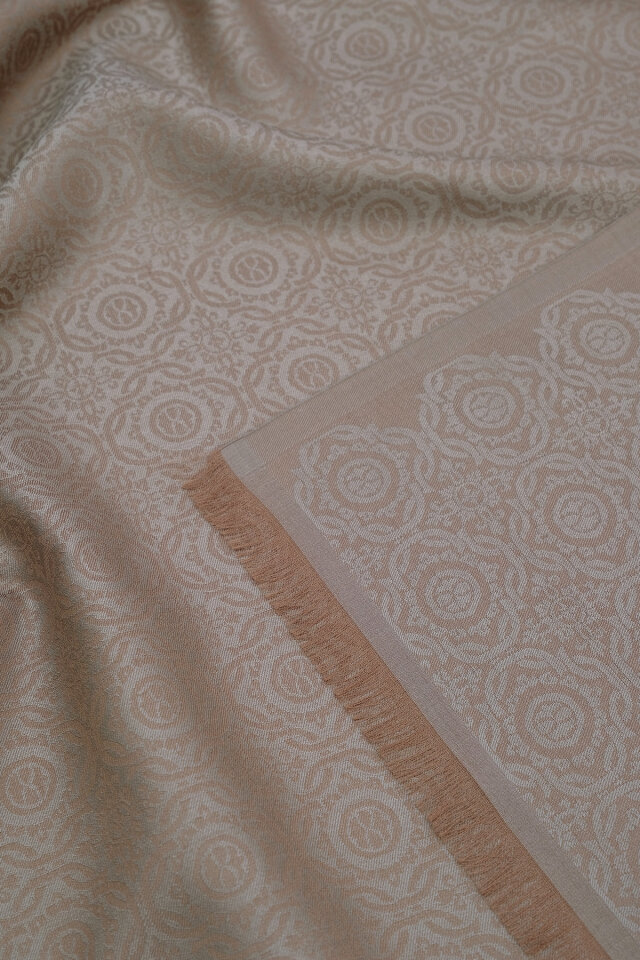 Vizon Halka Desen Jakarlı İpek Şal - 3