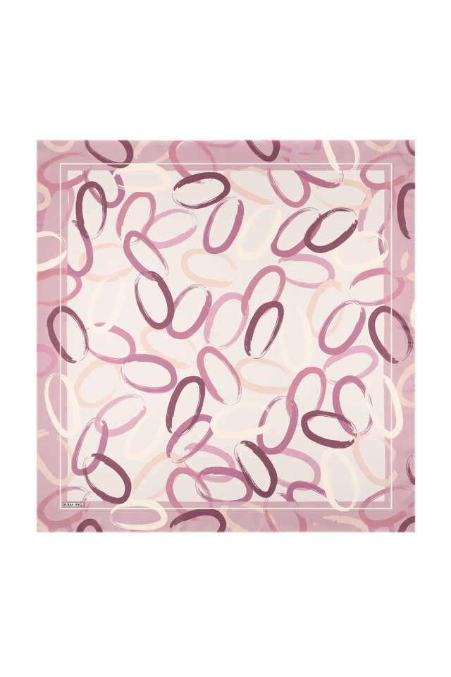 Pembe Halka Desen Twill İpek Eşarp - Bursa İpek