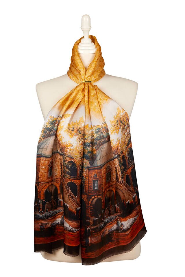 Hardal Kozahan İpek Tablo Fular 