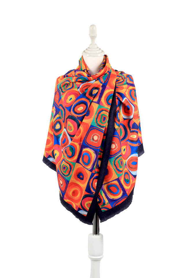 Harmony of Orange Colors Pattern Winter Shawl 