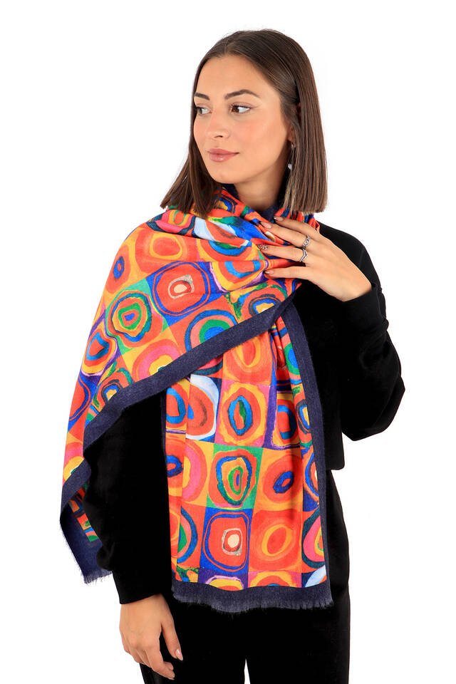 Harmony of Orange Colors Pattern Winter Shawl - 2