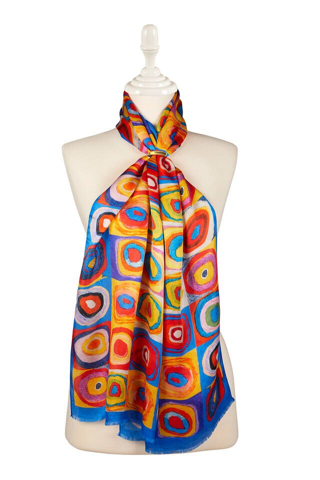 Harmony of Sax Colors Silk Painting Foulard - Bursa İpek