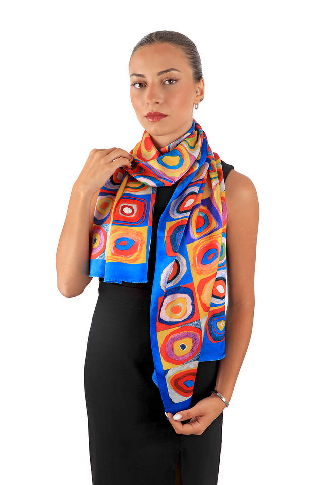 Harmony of Sax Colors Silk Painting Foulard - 2