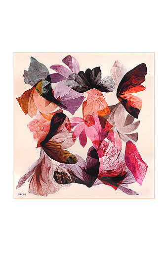 Salmon Harmony Pattern Sura Silk Scarf 