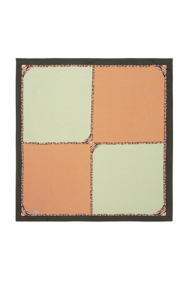 Haki Hasır Desen Twill İpek Eşarp - 2