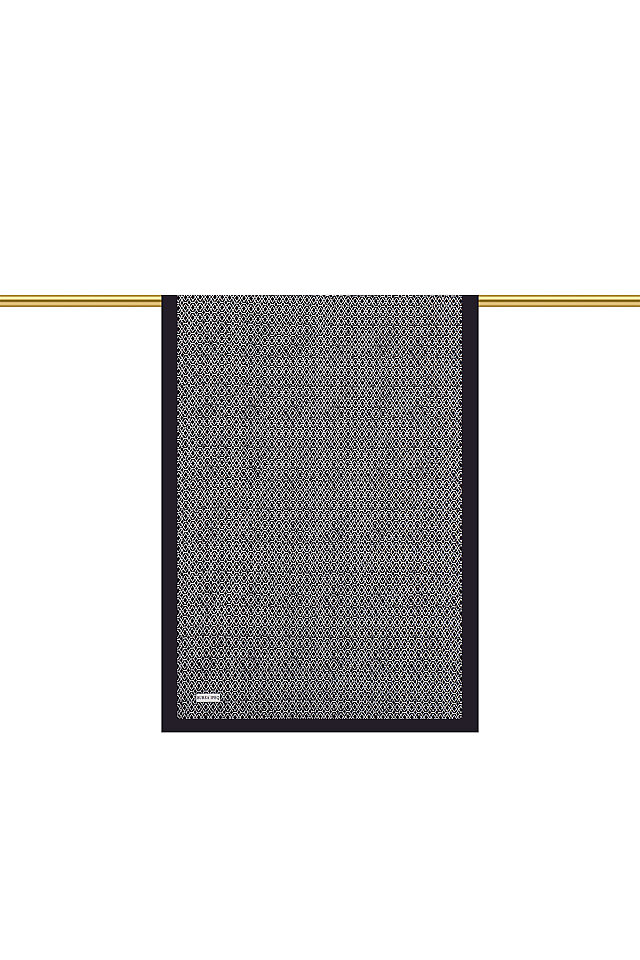 Black Honeycomb Pattern Twill Silk Shawl - Bursa İpek
