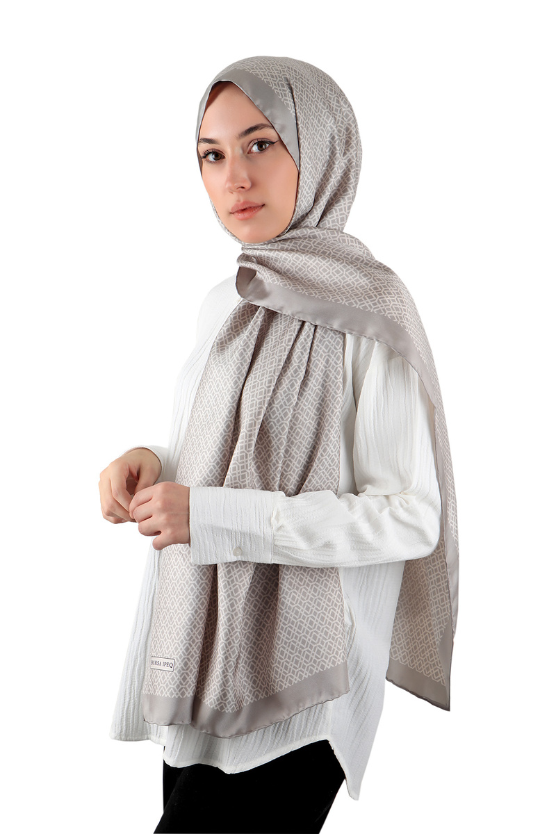 Stone Honeycomb Pattern Twill Silk Shawl - 3