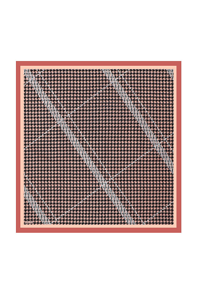 سمك السلمون شريطية نمط Houndstooth نمط حك الحرير وشاح مربع 