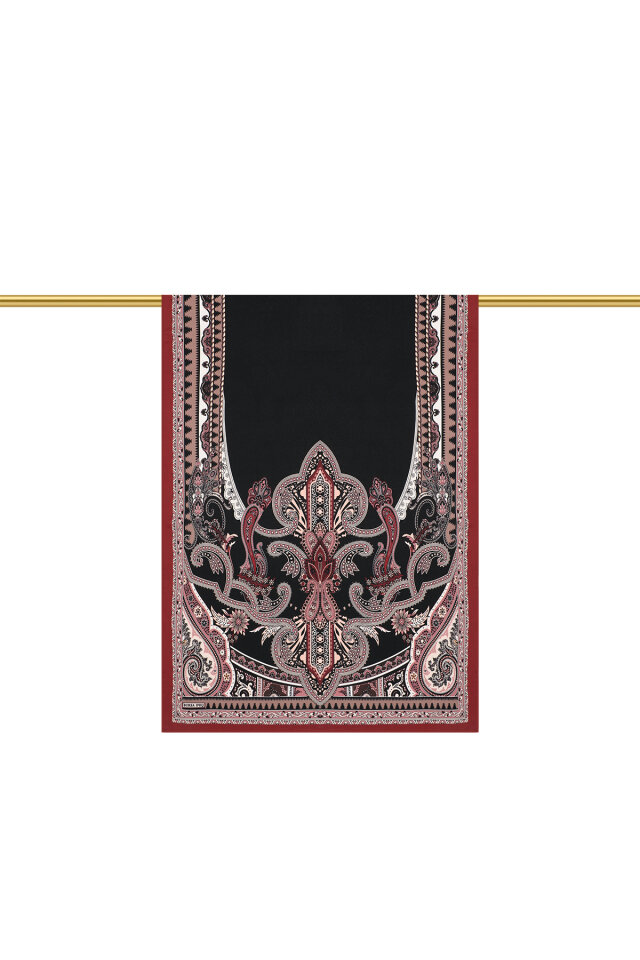 Kiremit Hünkar Desen Krep İpek Şal 