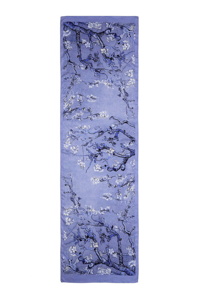 Ice Blue Almond Blossom Silky Foulard - 3