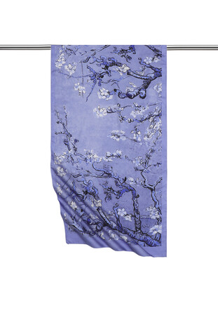 Ice Blue Almond Blossom Silky Foulard 