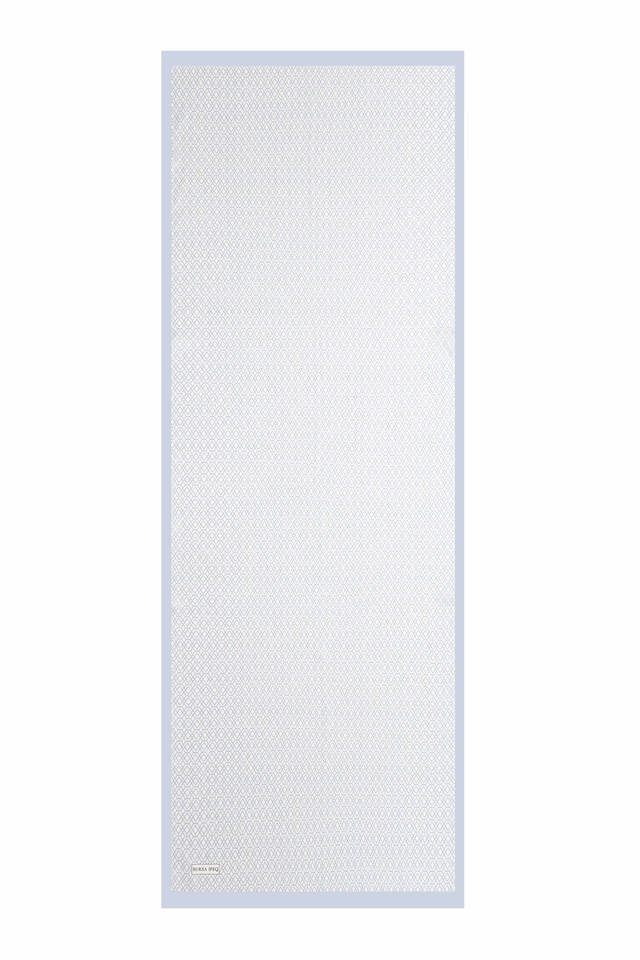 Ice Blue Honeycomb Pattern Twill Silk Scarf - 4