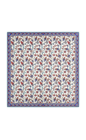 Indigo Anatolian Pattern Soft Square Scarf 