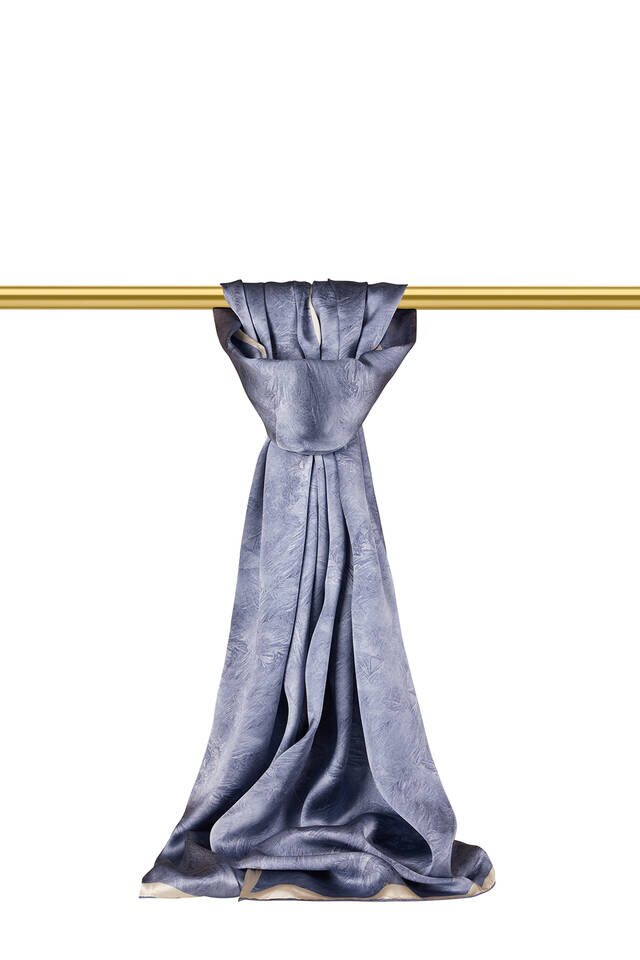 Indigo Brush Pattern Silk Scarf 