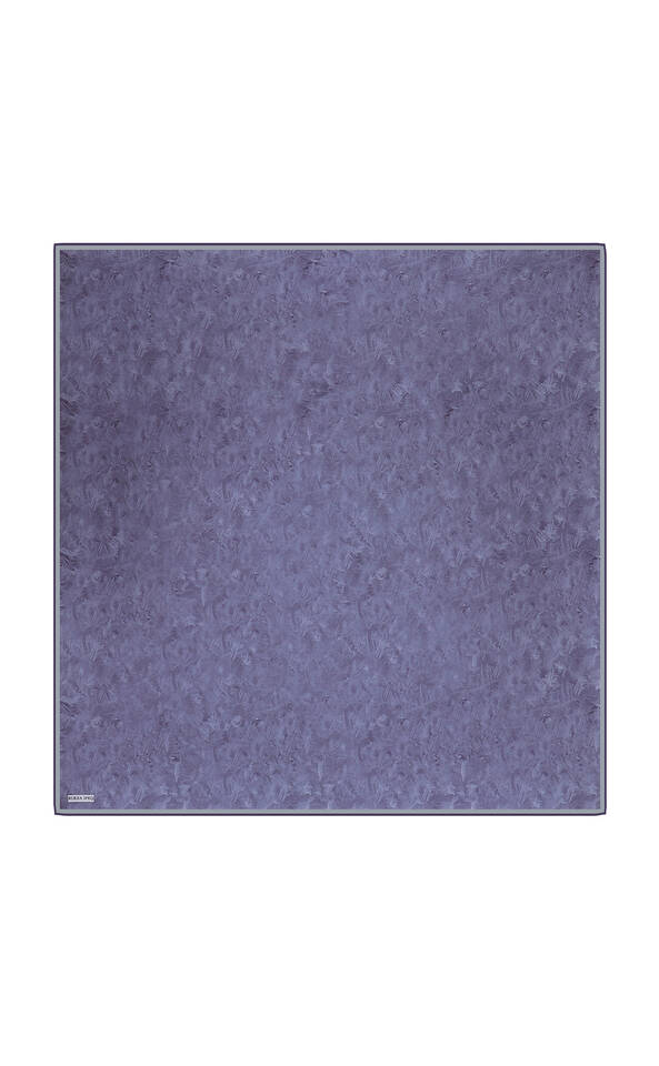 Indigo Brush Pattern Twill Silk Square Scarf - Bursa İpek