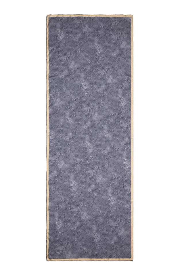 İndigo Fırça Desen İpek Şal - 4