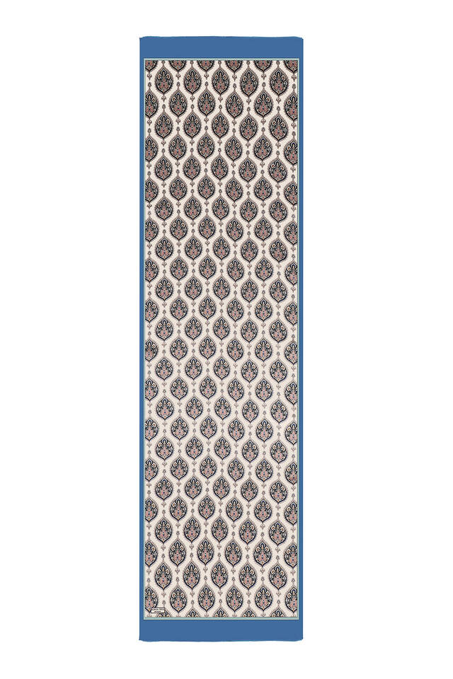 Indigo Hatai Pattern Narrow Silk Foulard - 5